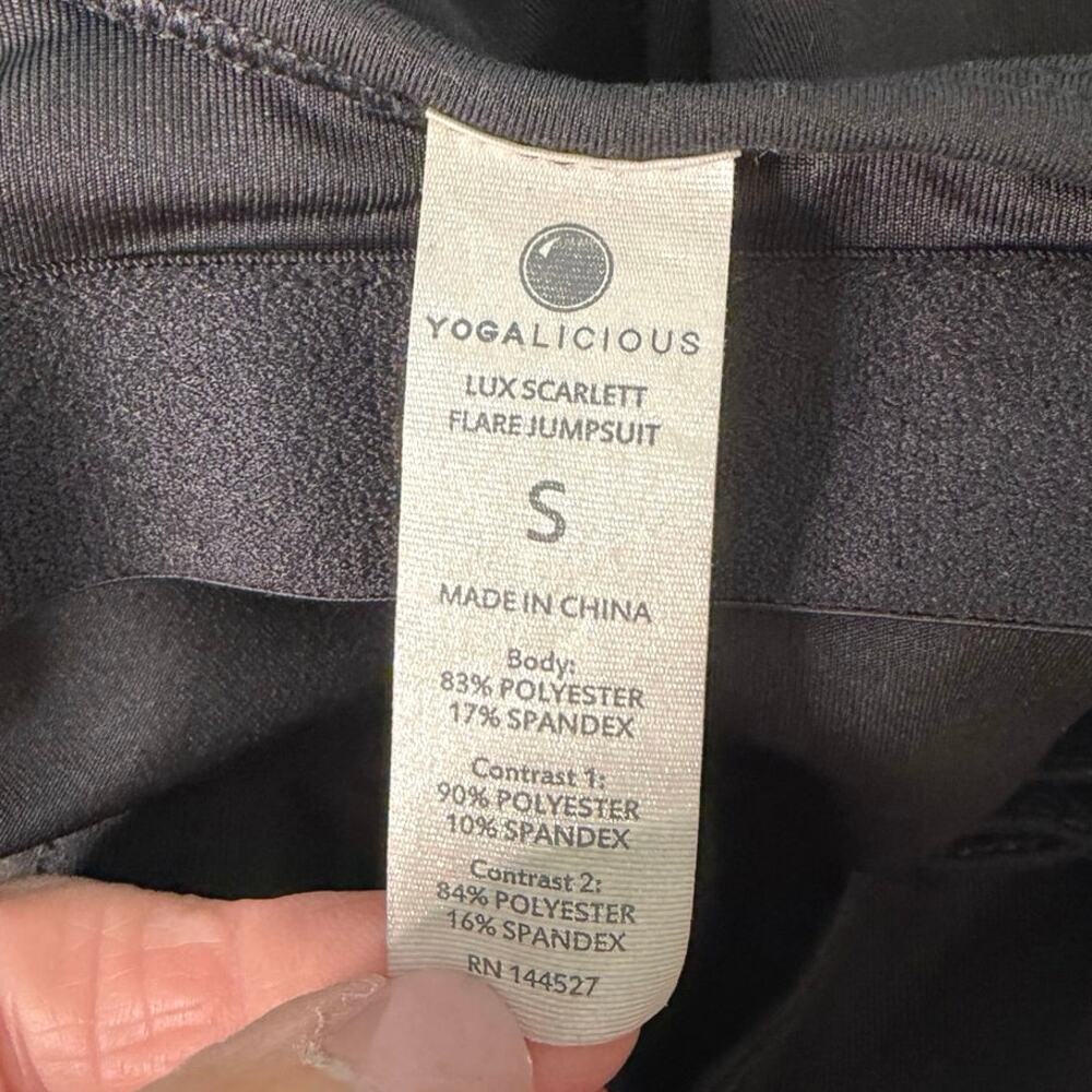 YOGALICIOUS Lux Scarlett flare jumpsuit size small black - Picture 2 of 6